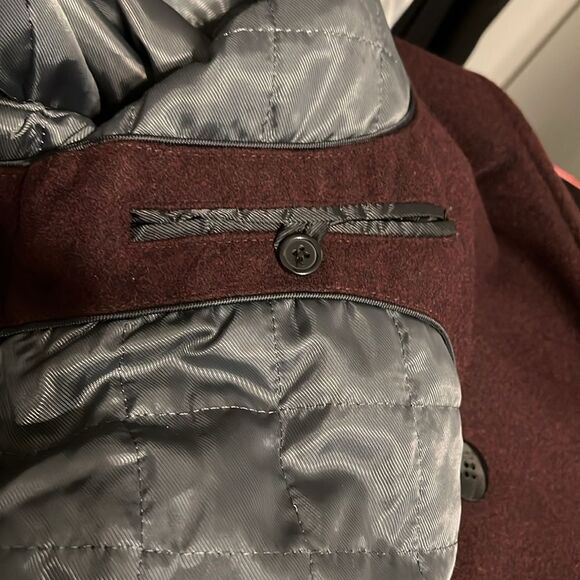 Kenneth Cole New York Maroon Wool Blend‎ Double Breasted Pea Coat Size M - Picture 16 of 16